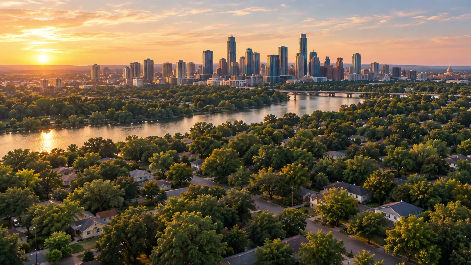 Austin skyline at the start of an illustrative architectural film