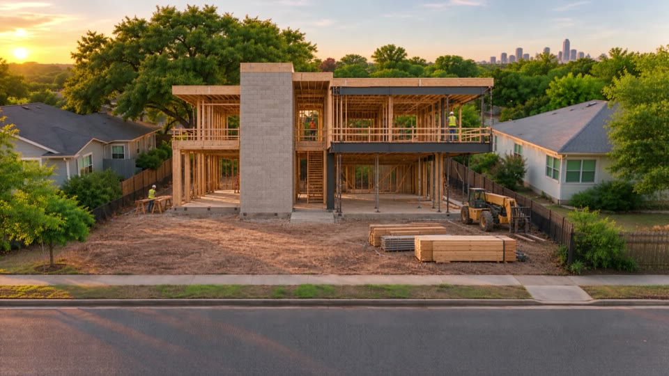 Illustrative new home structure under construction